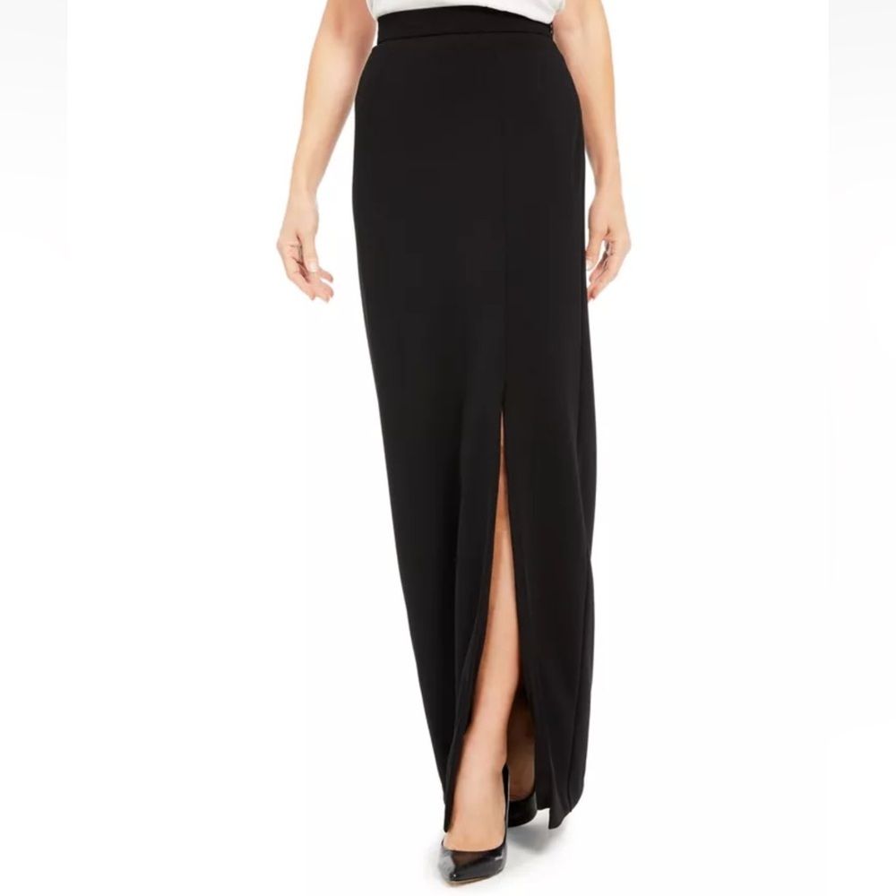 ADRIANNA PAPELL Womens Black Slitted Zippered Full-Length Evening Skirt -Reemoly